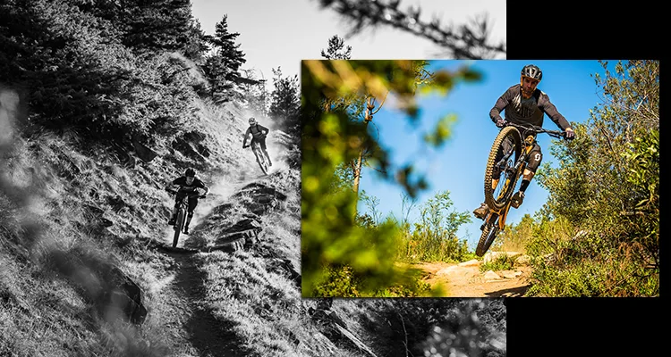 scott bicikli hardtail scott aspect model i biciklista u skoku na grubom terenu spuštanje niz brdo