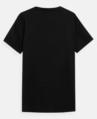 4F Majica Regular Plain T-shirt Black - Image 2