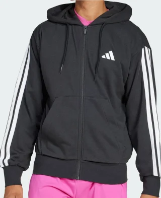 Adidas Dukserica Essentials French Terry 3-Stripes Full Zip Hoodie - Image 3