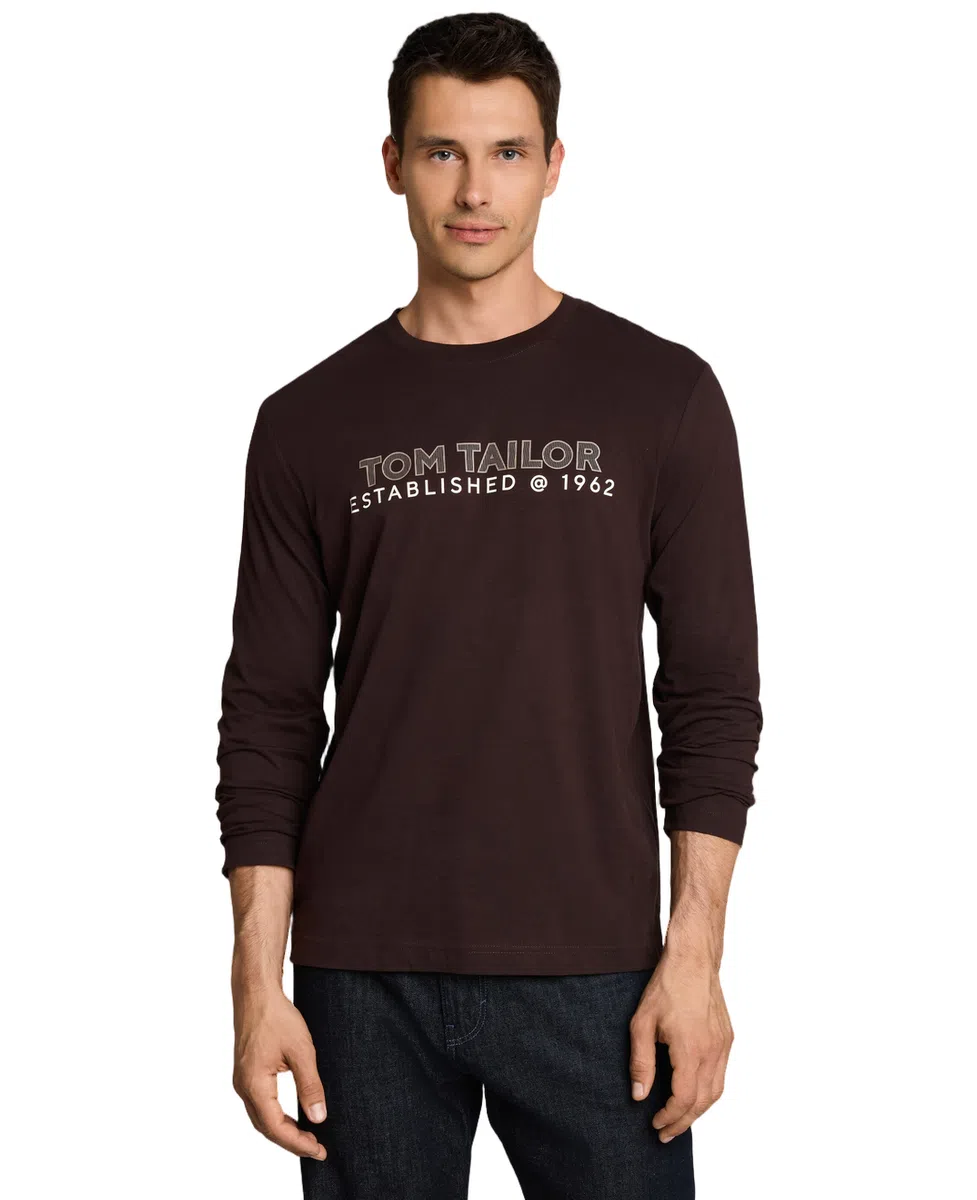 Tom Tailor Majica Long-sleeved with Logo Print